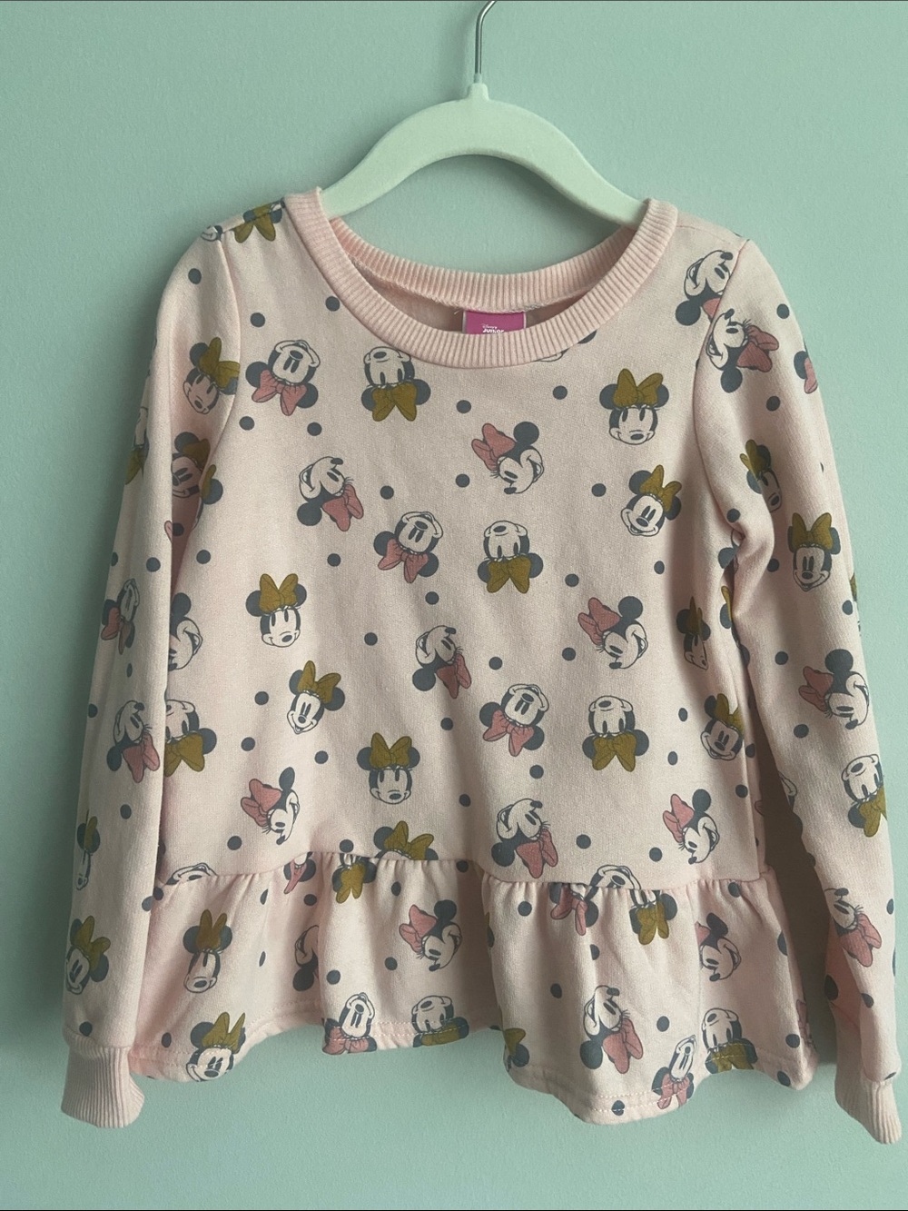 Girls' Pink Minnie Mouse Peplum Sweatshirt size 5